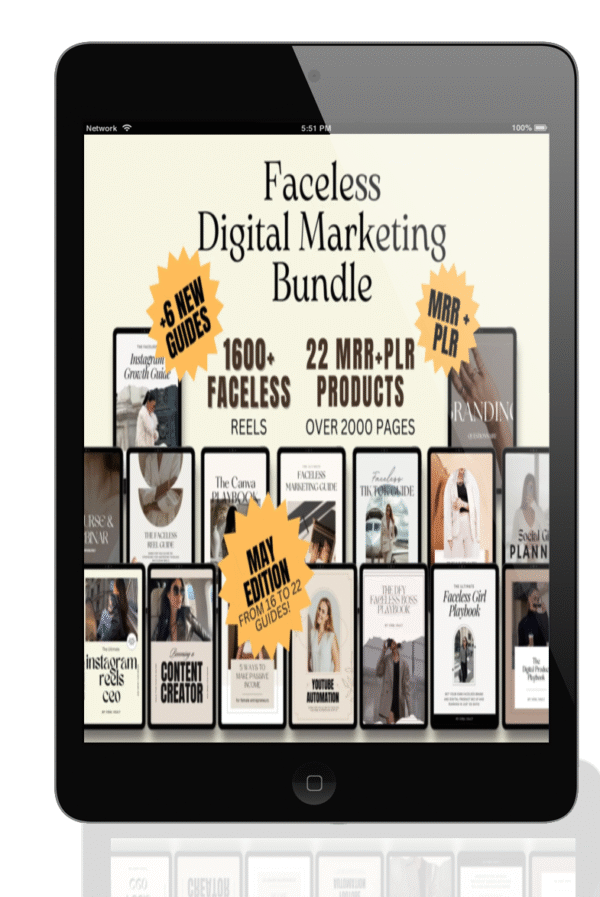 22 Faceless Digital Marketing MRR Products, Faceless Marketing, DFY, Master Resell Rights